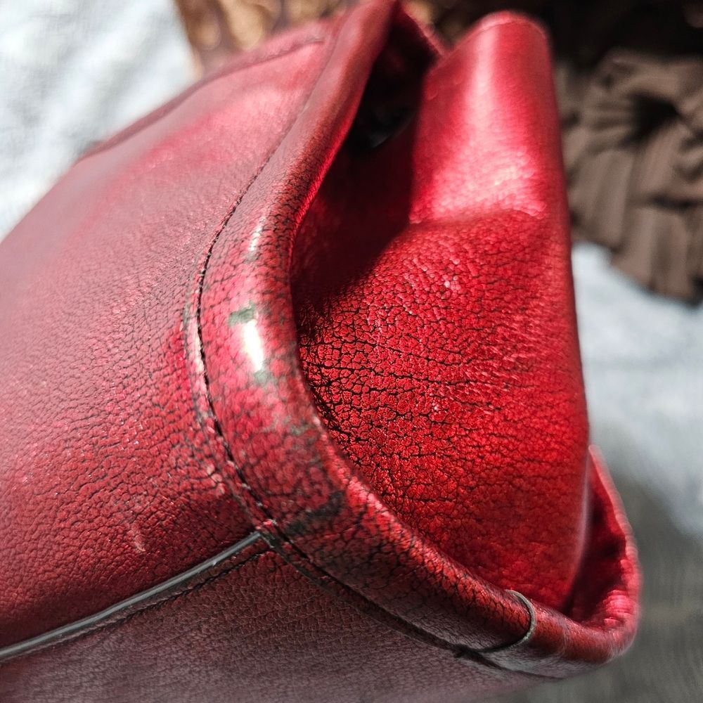 Coach Ranger Flap in Metallic Red Leather Crossbody Purse Shoulder Bag - Picture 3 of 8